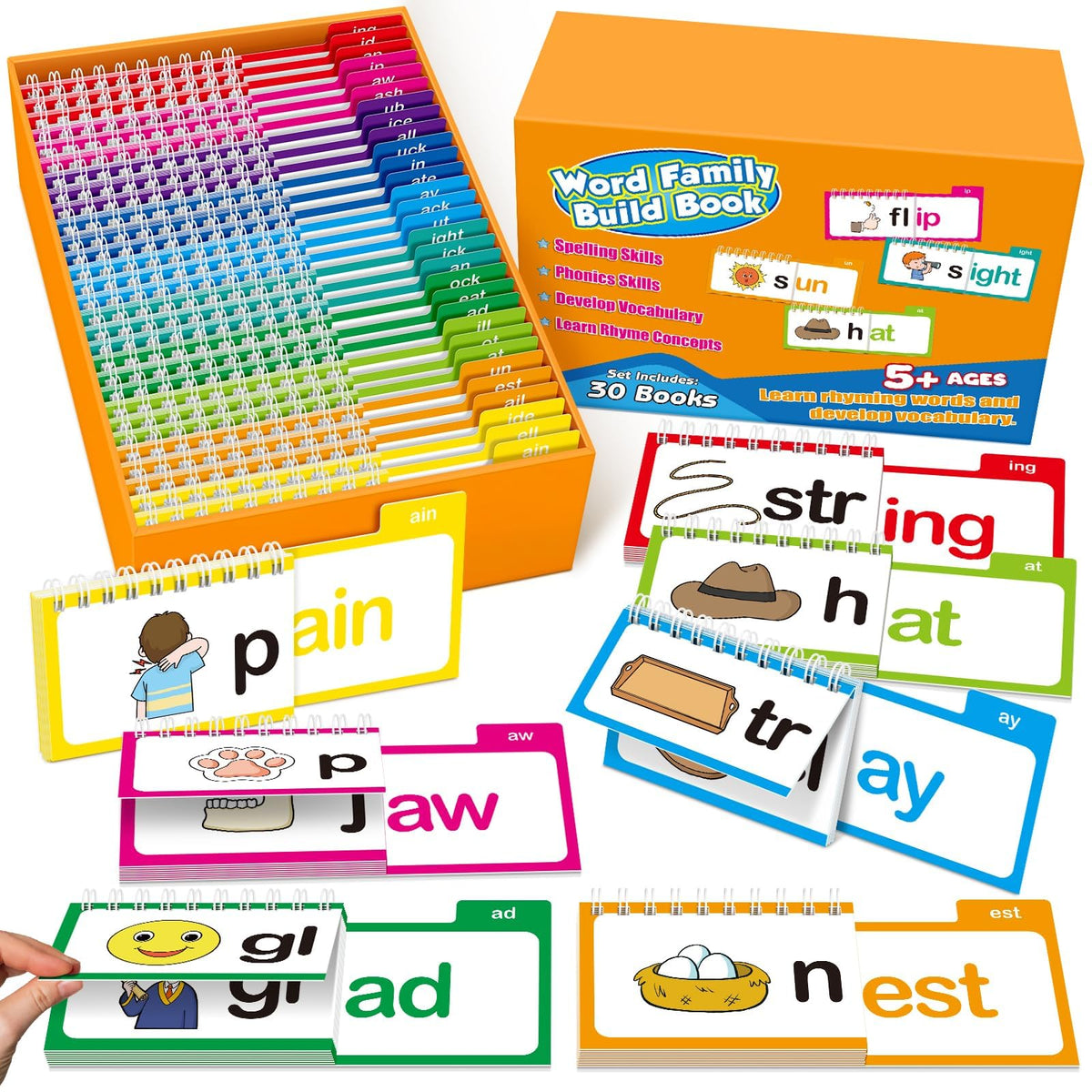 SkilLify Word Family Build Book cover with bright phonics patterns for early reading
