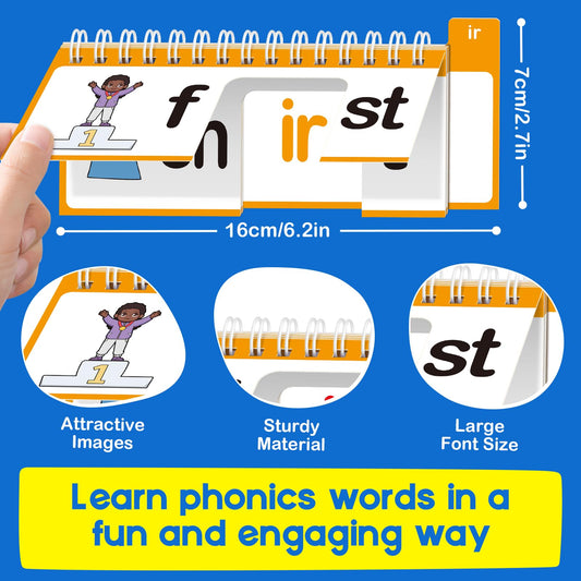 SkilLify Read and Rhyme Flip Books spread showing engaging phonics patterns for word recognition.