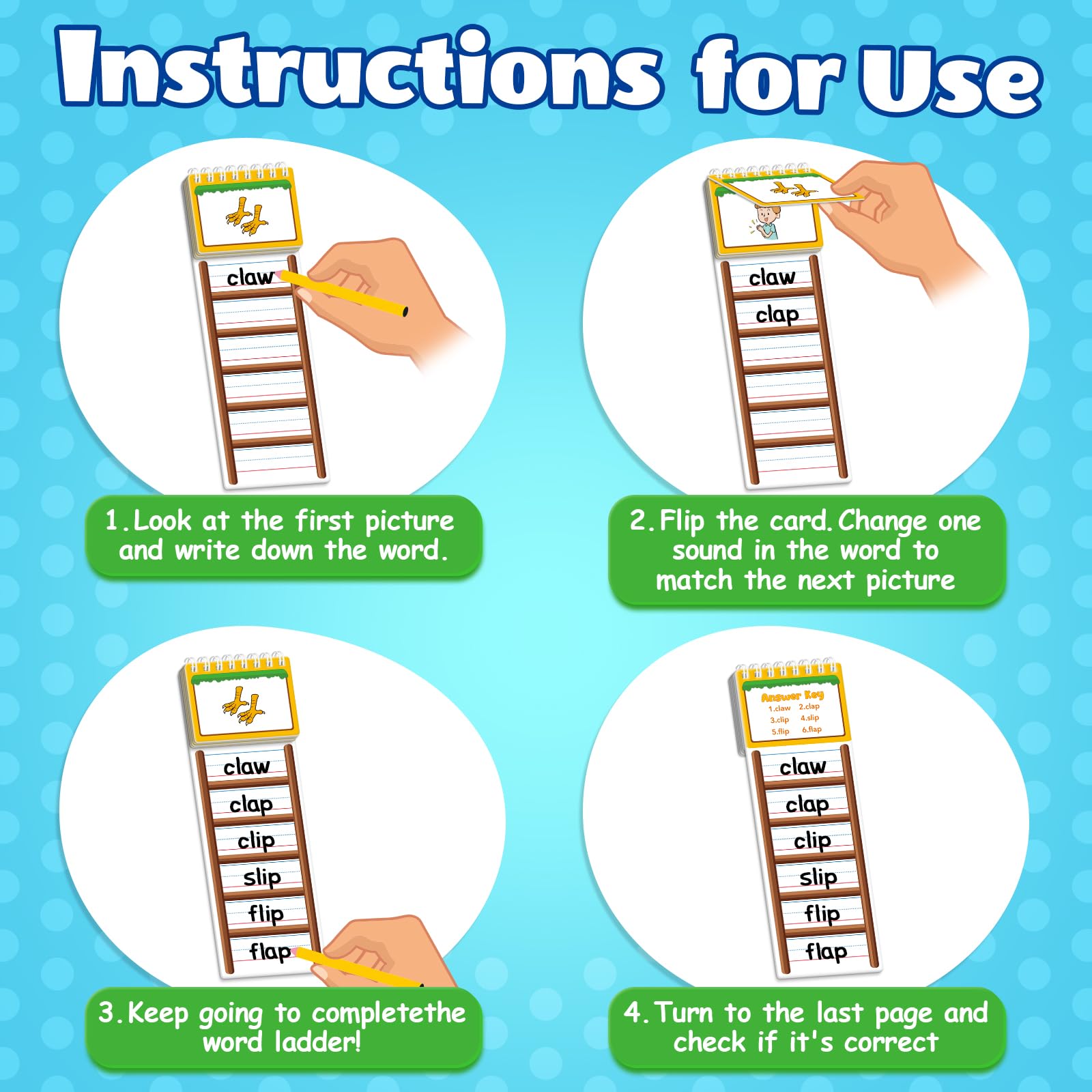 SkilLify flip books demonstrate word ladders supporting interactive spelling.