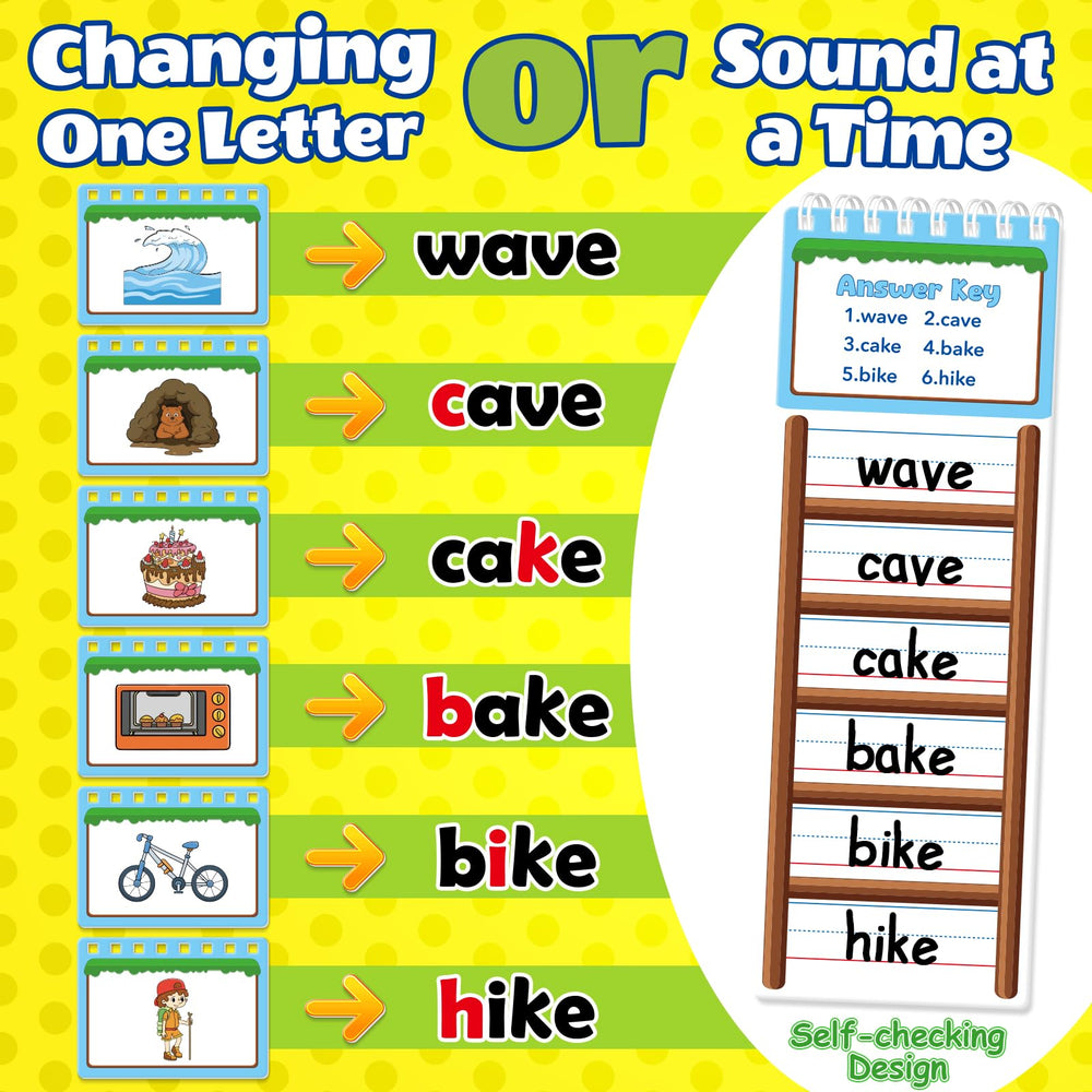 SkilLify cards show vowel sounds to boost phonics recognition.
