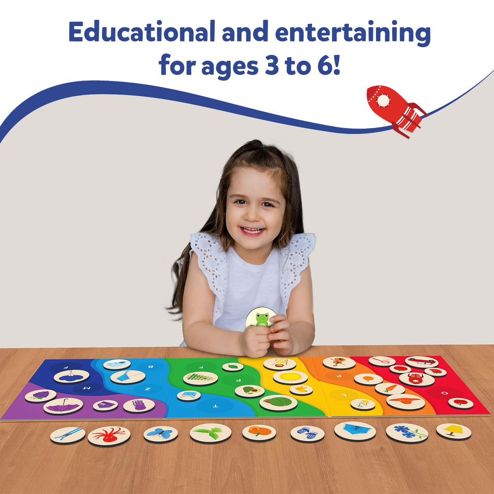 Skillmatics Alphabet Rainbow board setup encourages hands-on exploration of letters and colors.
