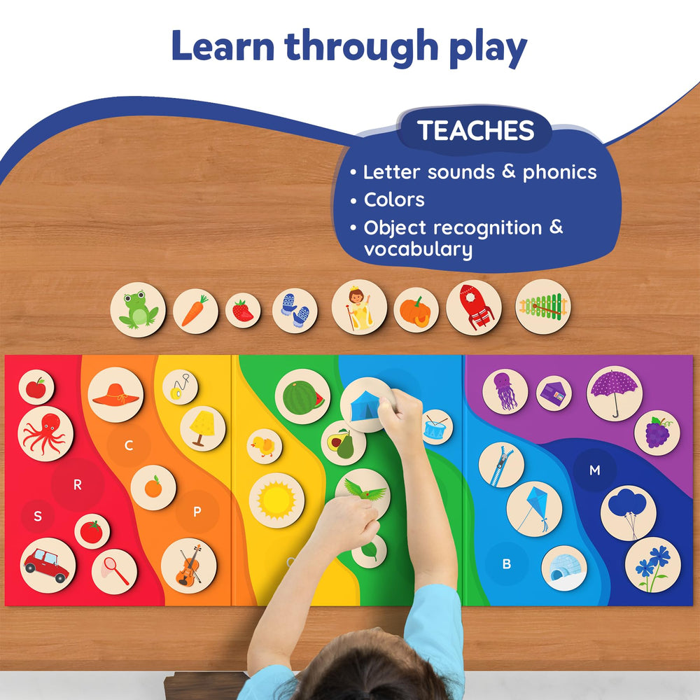 Skillmatics Alphabet Rainbow child learning session promotes focused play and cognitive skills.