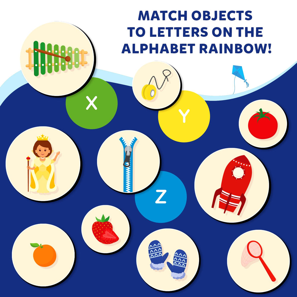Skillmatics Alphabet Rainbow magnetic pieces offer durable, long-lasting play and repeated practice.