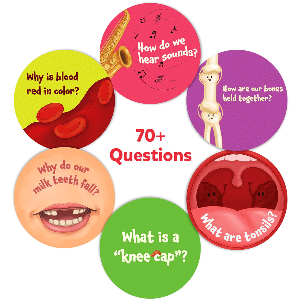 Skillmatics blood circulation card shows heart and vessels with simple diagrams.