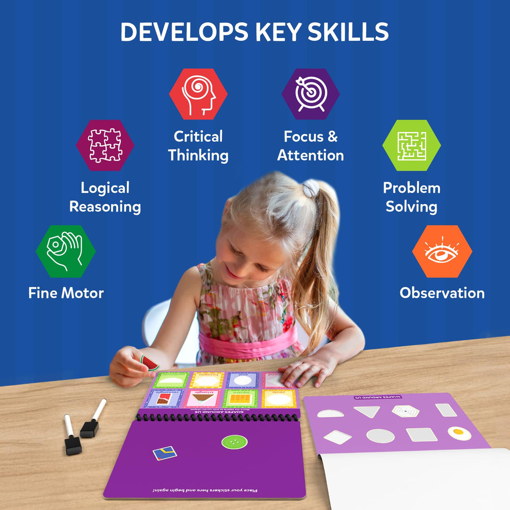 Skillmatics Busy Book features 16 themes like alphabets, numbers, emotions, and seasons.