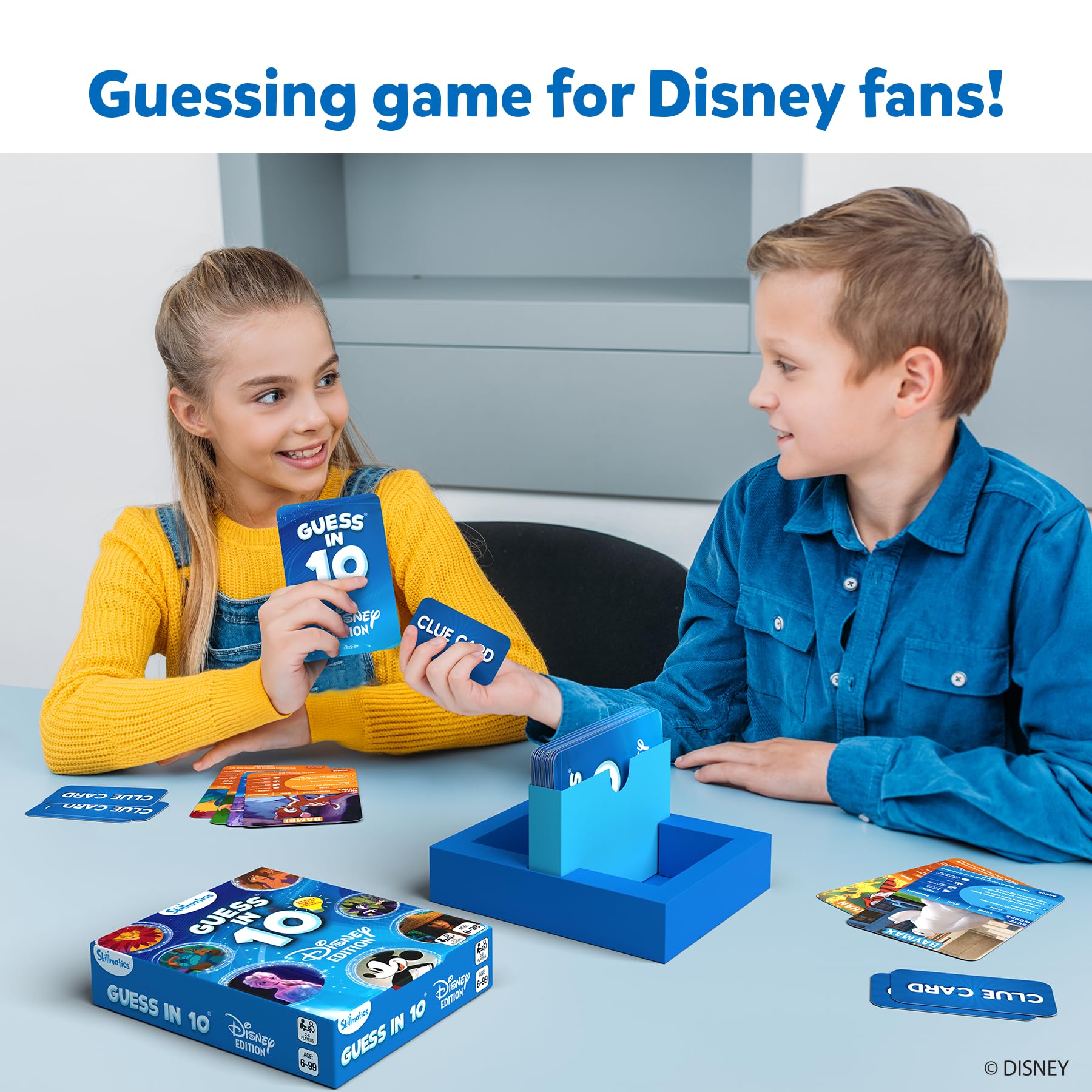 Skillmatics Guess in 10 Disney clue cards for smarter guessing.