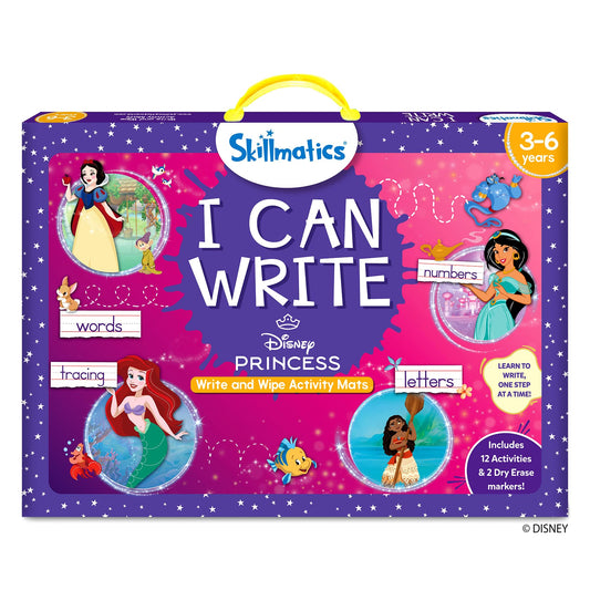 Skillmatics Disney Princess writing mats front view for progressive handwriting practice