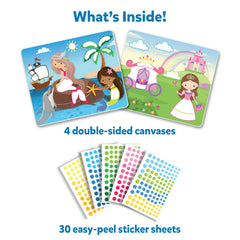 Skillmatics Dot It sticker sheets showcase vibrant unicorns and princesses.