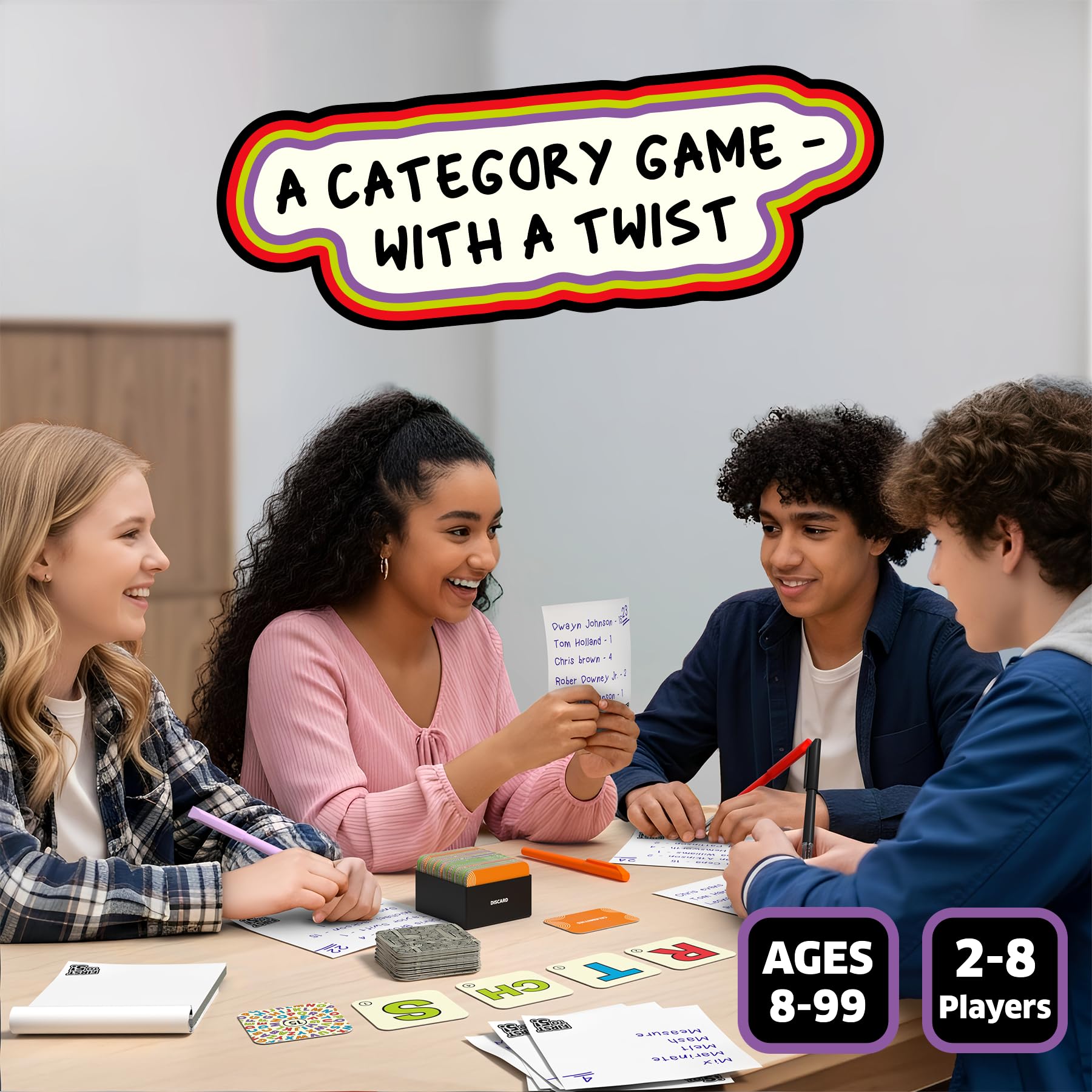 Skillmatics First to 5 letter cards speed up decisions for parties