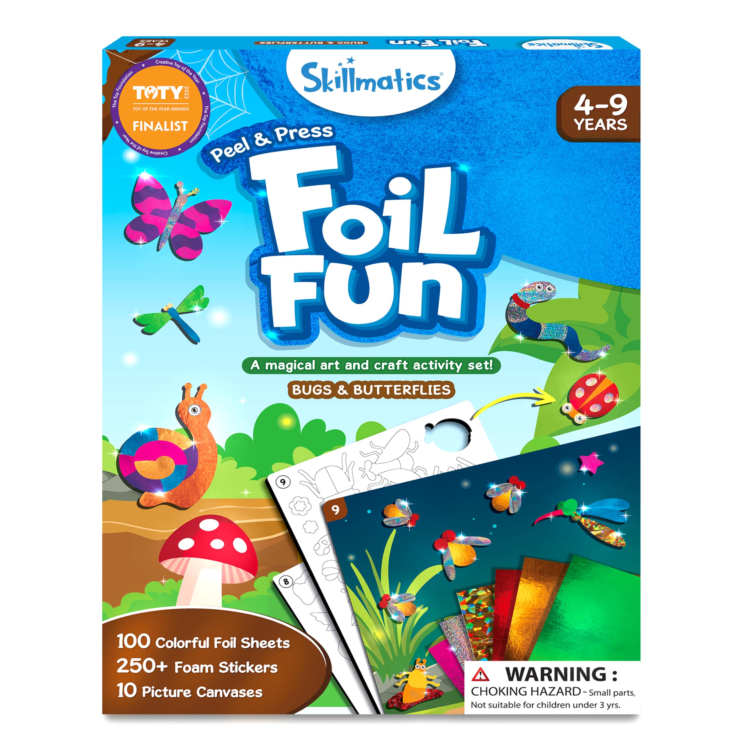 Skillmatics Foil Fun: bug and butterfly foil art in progress, spark creativity.