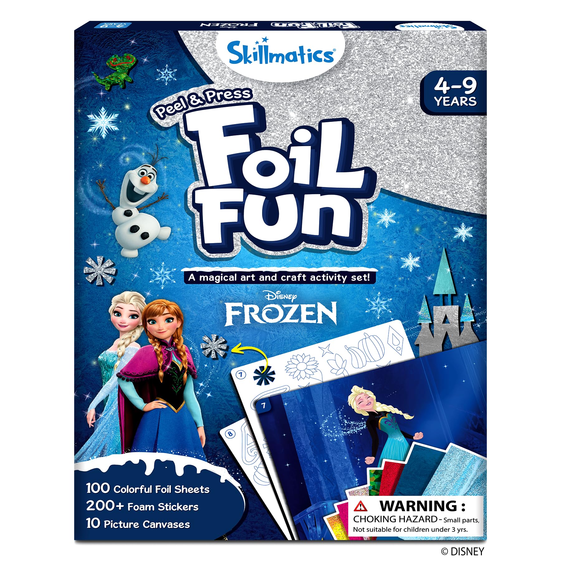 Skillmatics Foil Fun Disney Frozen stickers and canvases spark creative, mess-free play.