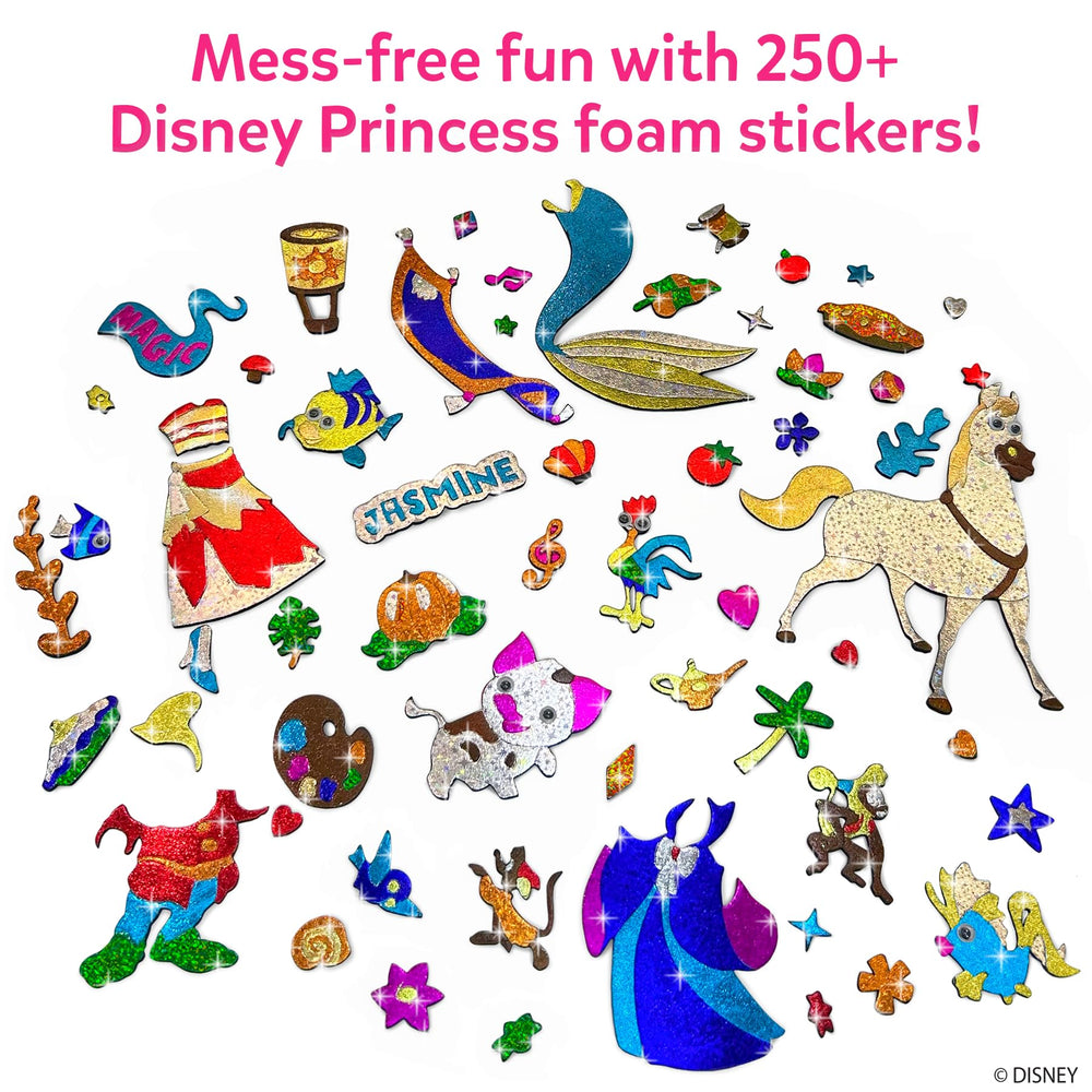 Skillmatics Foil Fun Disney Princess press-on foil creates shiny, mess-free art.