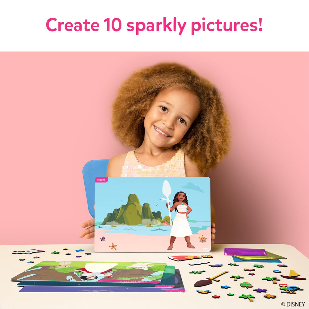 Skillmatics Foil Fun Disney Princess foil sheets add sparkle to crafts.