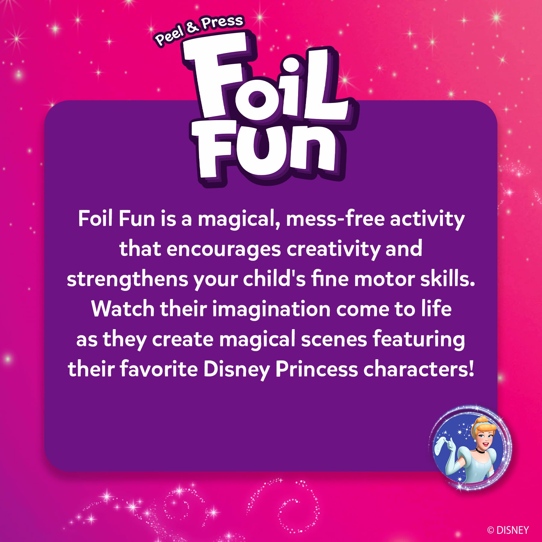 Skillmatics Foil Fun Disney Princess travel-friendly kit supports screen-free fun anywhere.
