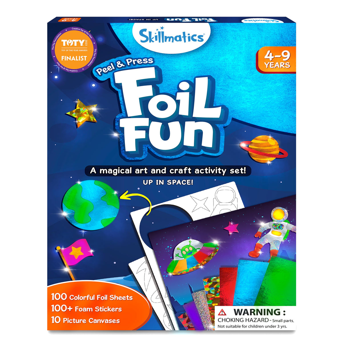 Skillmatics Foil Fun Space Canvas with glittery planets for imaginative, mess-free space art