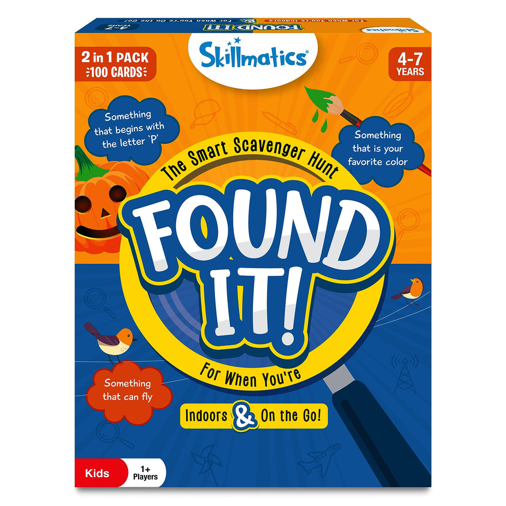 Skillmatics Found It card game cover for family friendly scavenger hunts and classroom play
