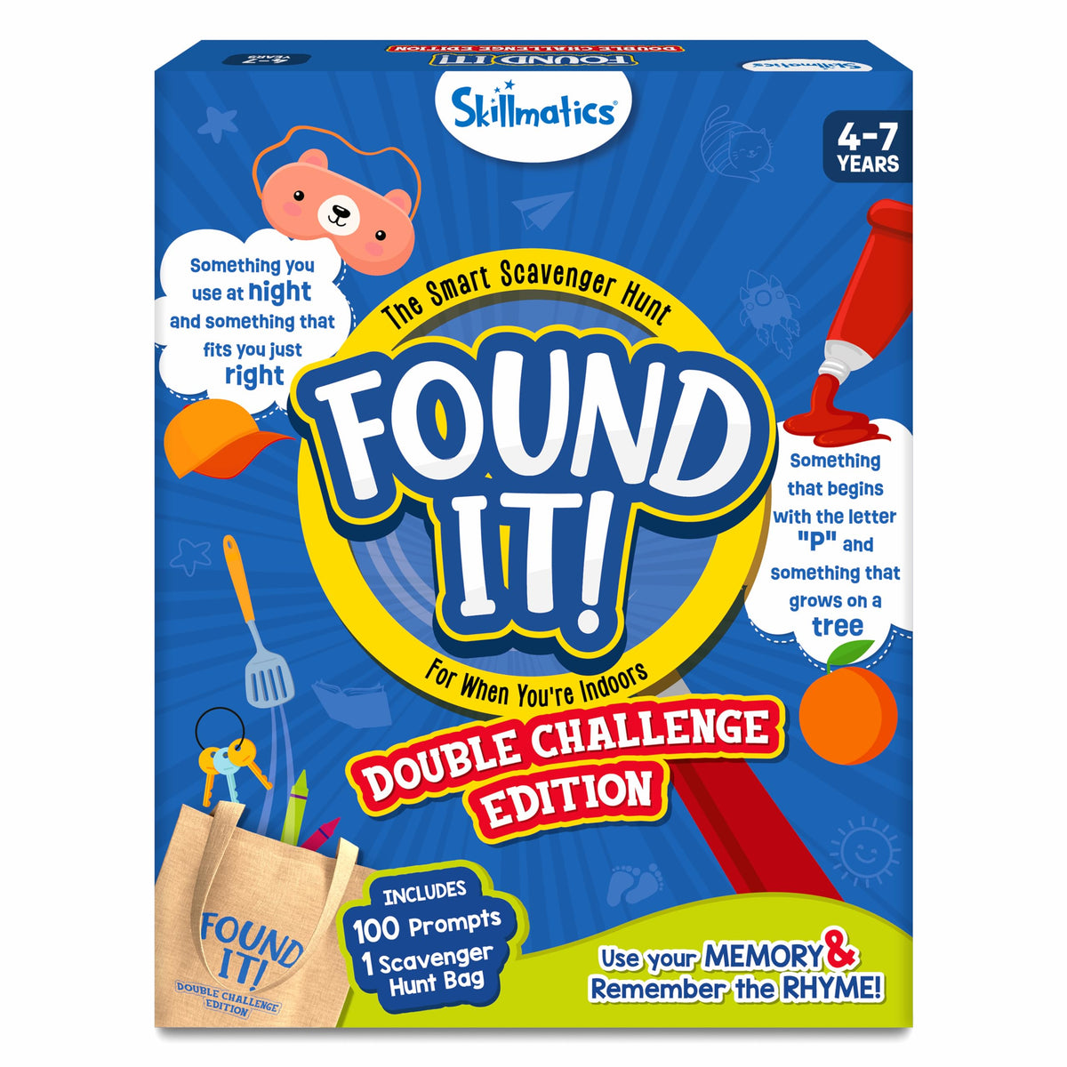 Skillmatics Found It Double Challenge card game box for family play and indoor learning.