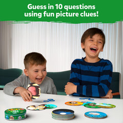 Family-friendly image showing Skillmatics Guess in 10 Animal Picture Clues during a game night.