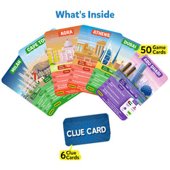 Skillmatics Guess in 10 Cities game cards: 50 play cards to spark city questions