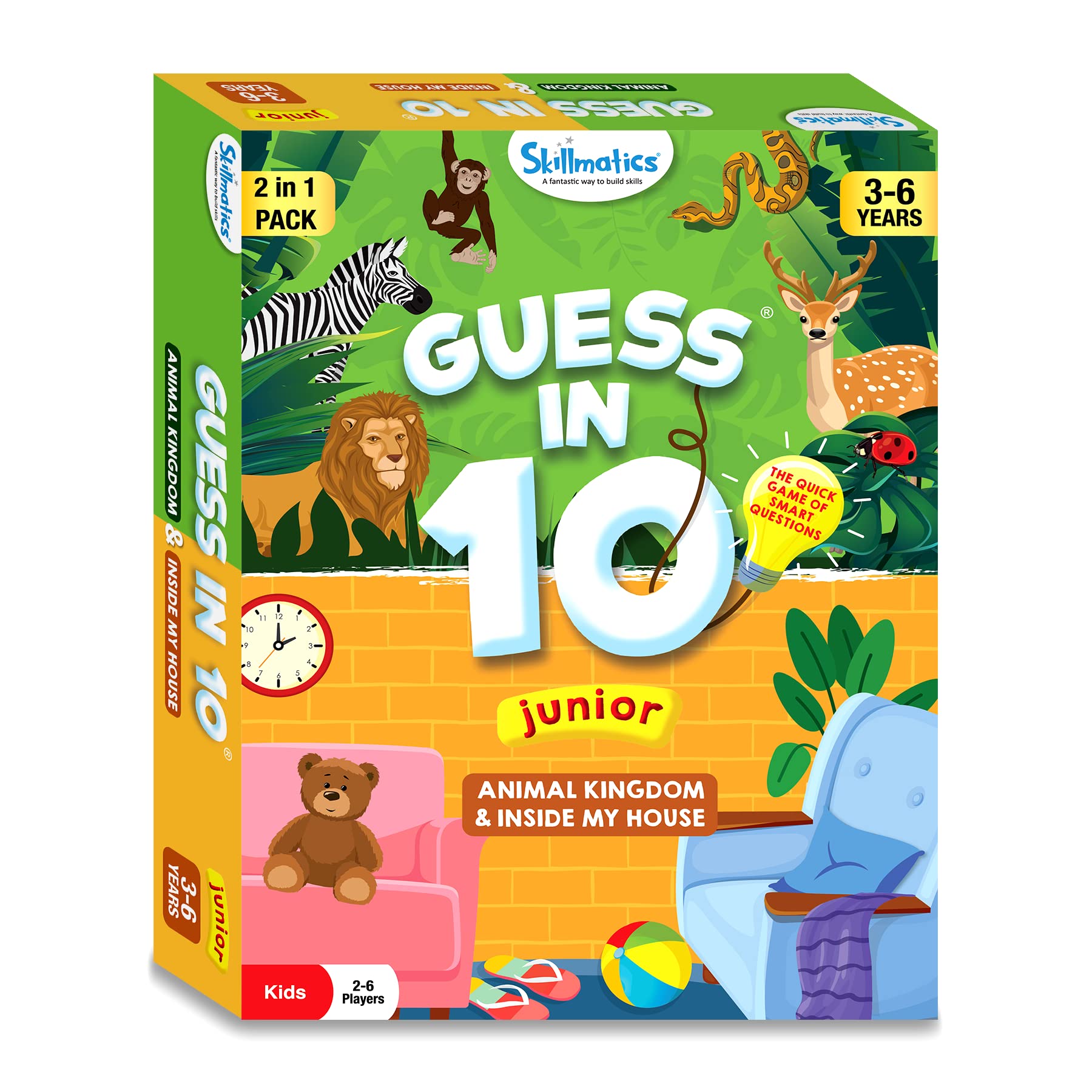 Skillmatics Guess in 10 Junior supports 2-6 players for social learning.