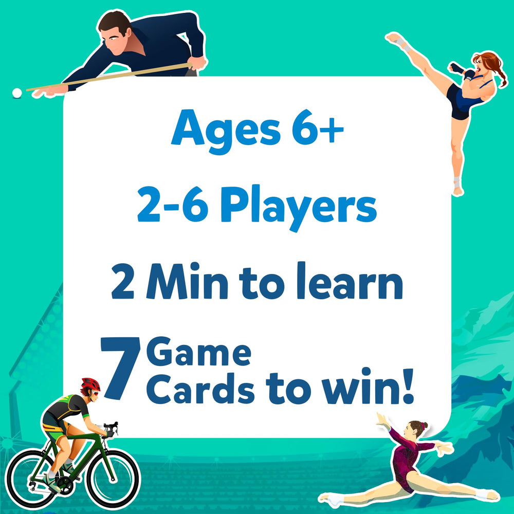 Skillmatics Guess in 10 Sports compact set supports 2 to 6 players for varied play