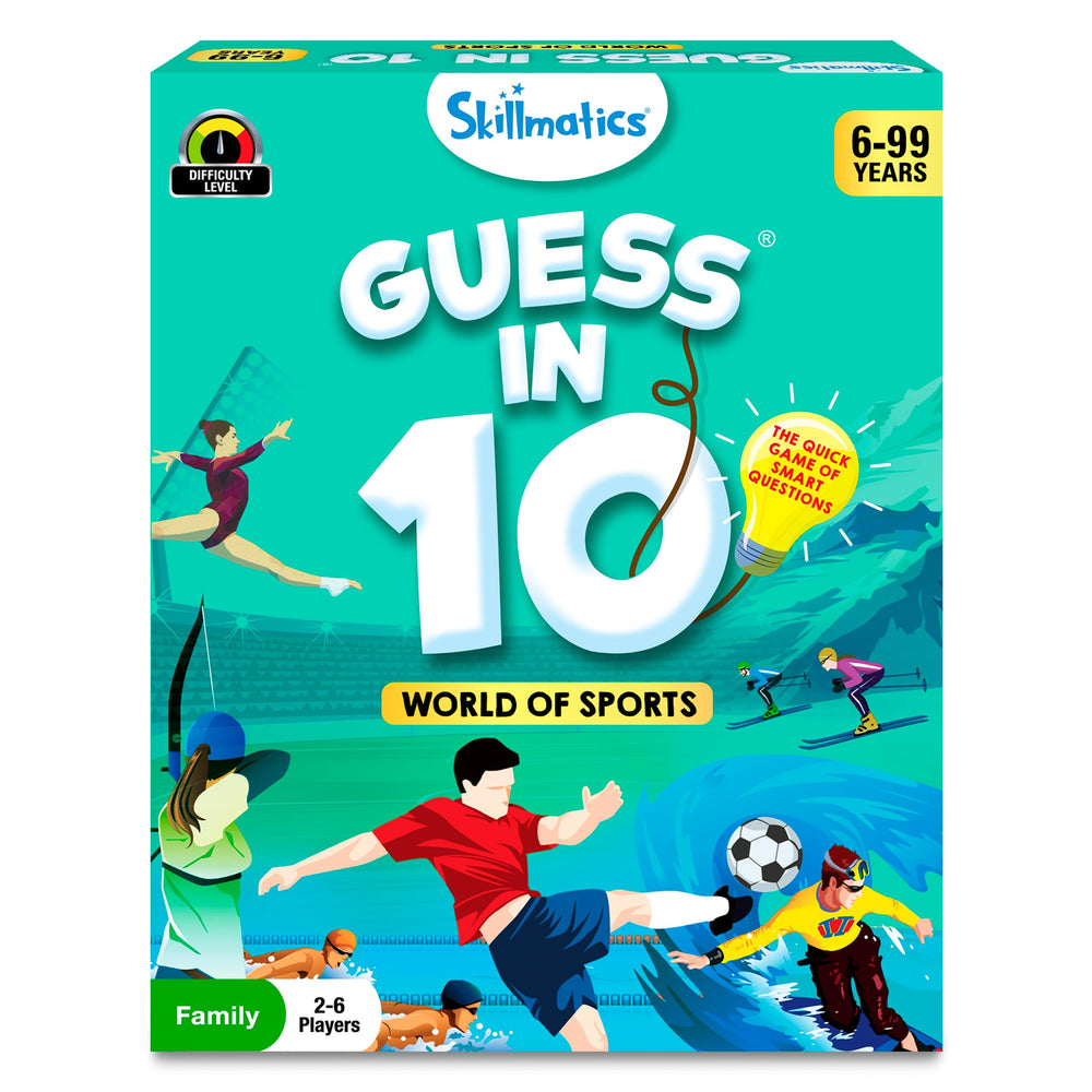 Skillmatics Guess in 10 Sports game cards for a vibrant family challenge