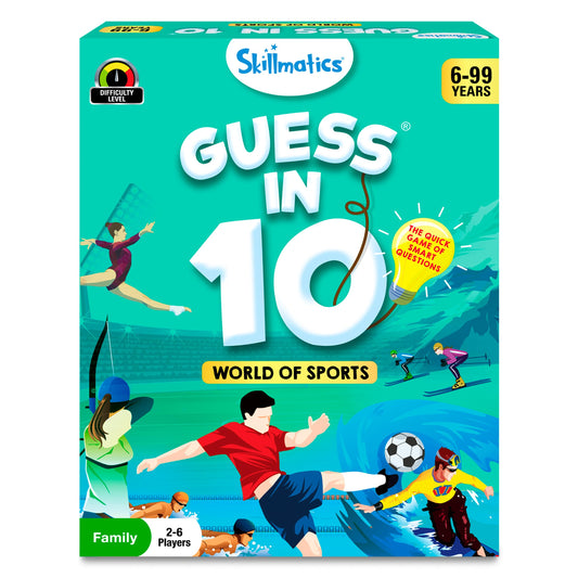 Skillmatics Guess in 10 Sports game cards for a vibrant family challenge