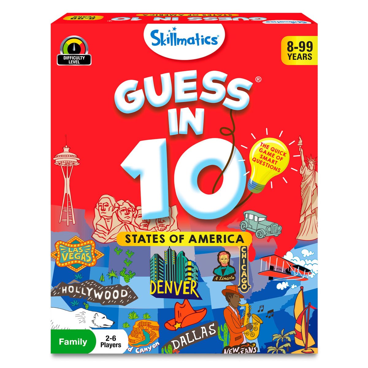 Skillmatics Guess in 10 States game cards for quick geography practice at home.