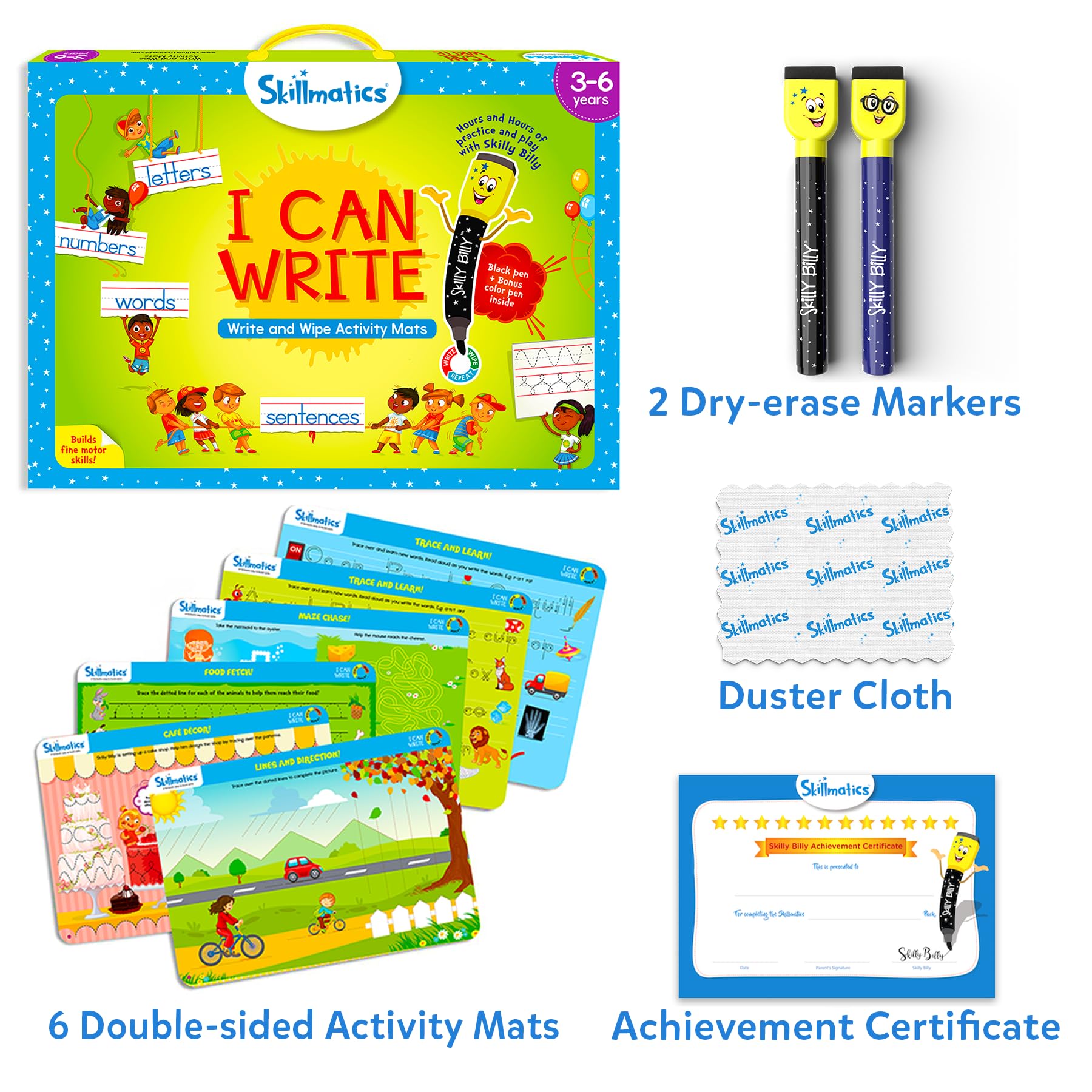 Skillmatics I Can Write dual pens enabling smooth erasable practice