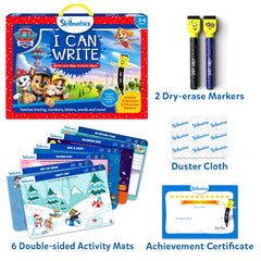 Skillmatics PAW Patrol markers enable clear dry-erase writing on mats.