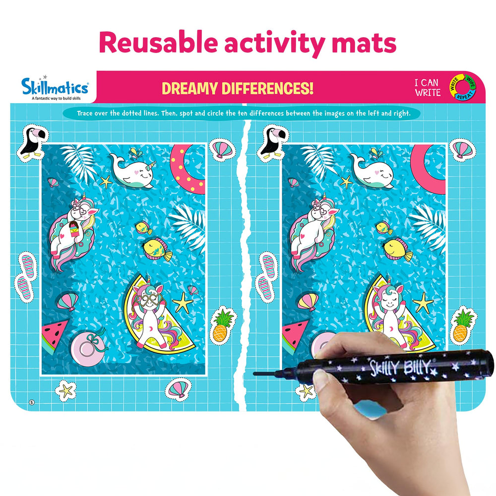 Skillmatics I Can Write Unicorns duster cloth for quick cleanup after activities.