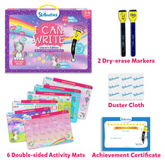 Skillmatics I Can Write Unicorns markers pack for easy writing and erasing practice.