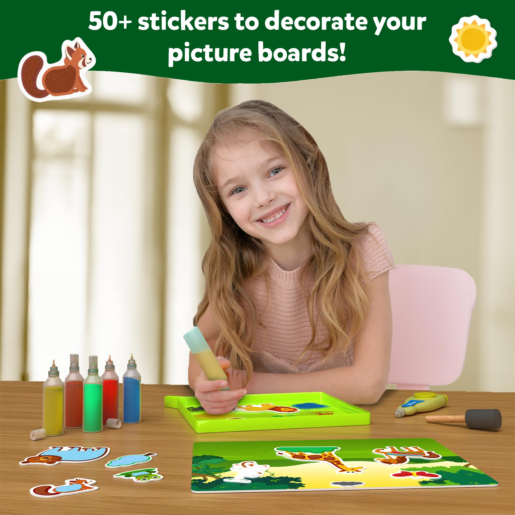 Skillmatics rainbow pen adds shimmering details to stickers.