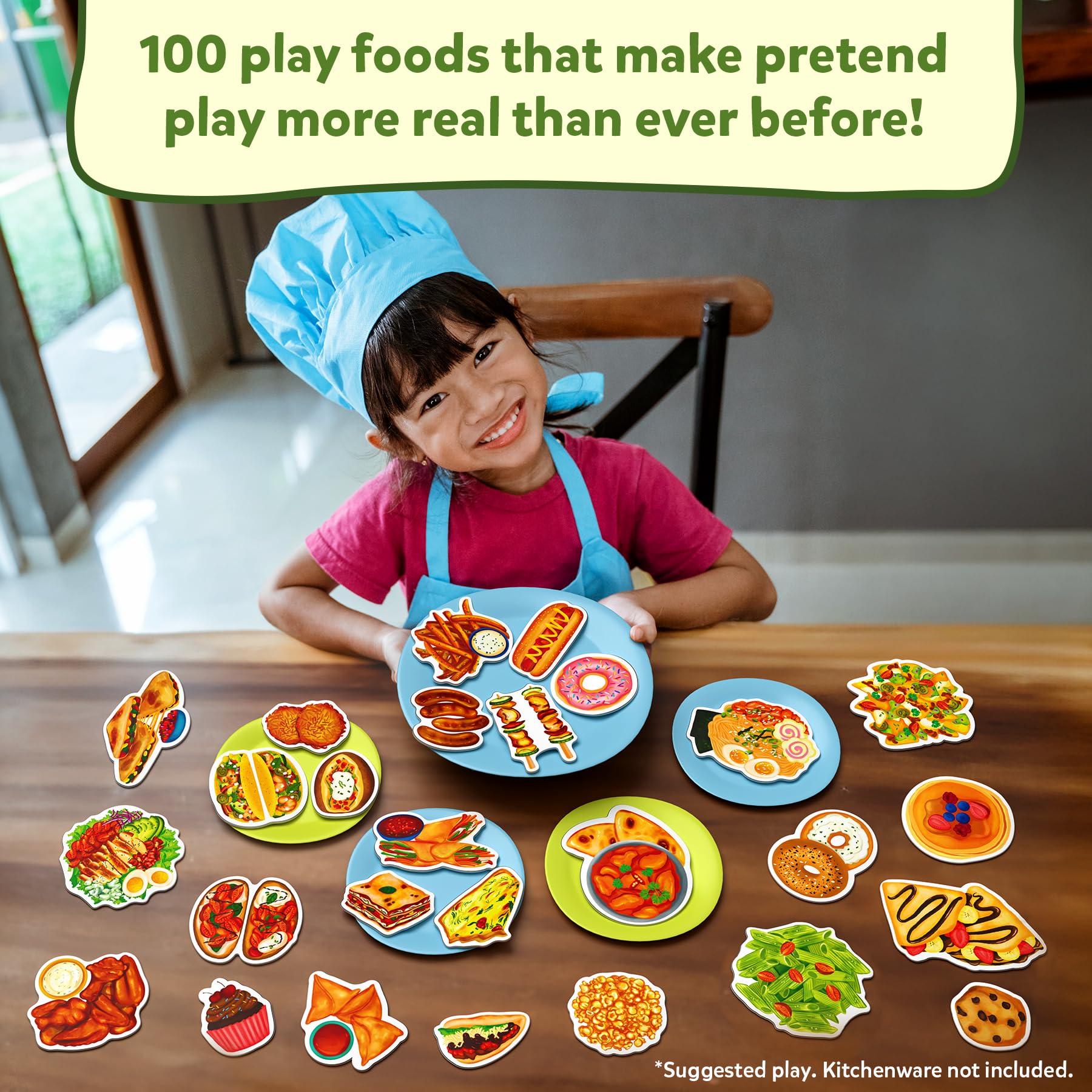 Skillmatics menu card included with colorful pretend foods for organized play