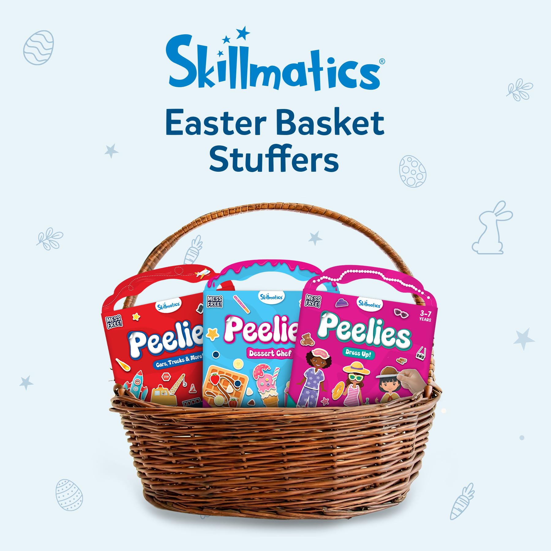 Skillmatics Peelies reusable stickers stay put for easy redesigns.