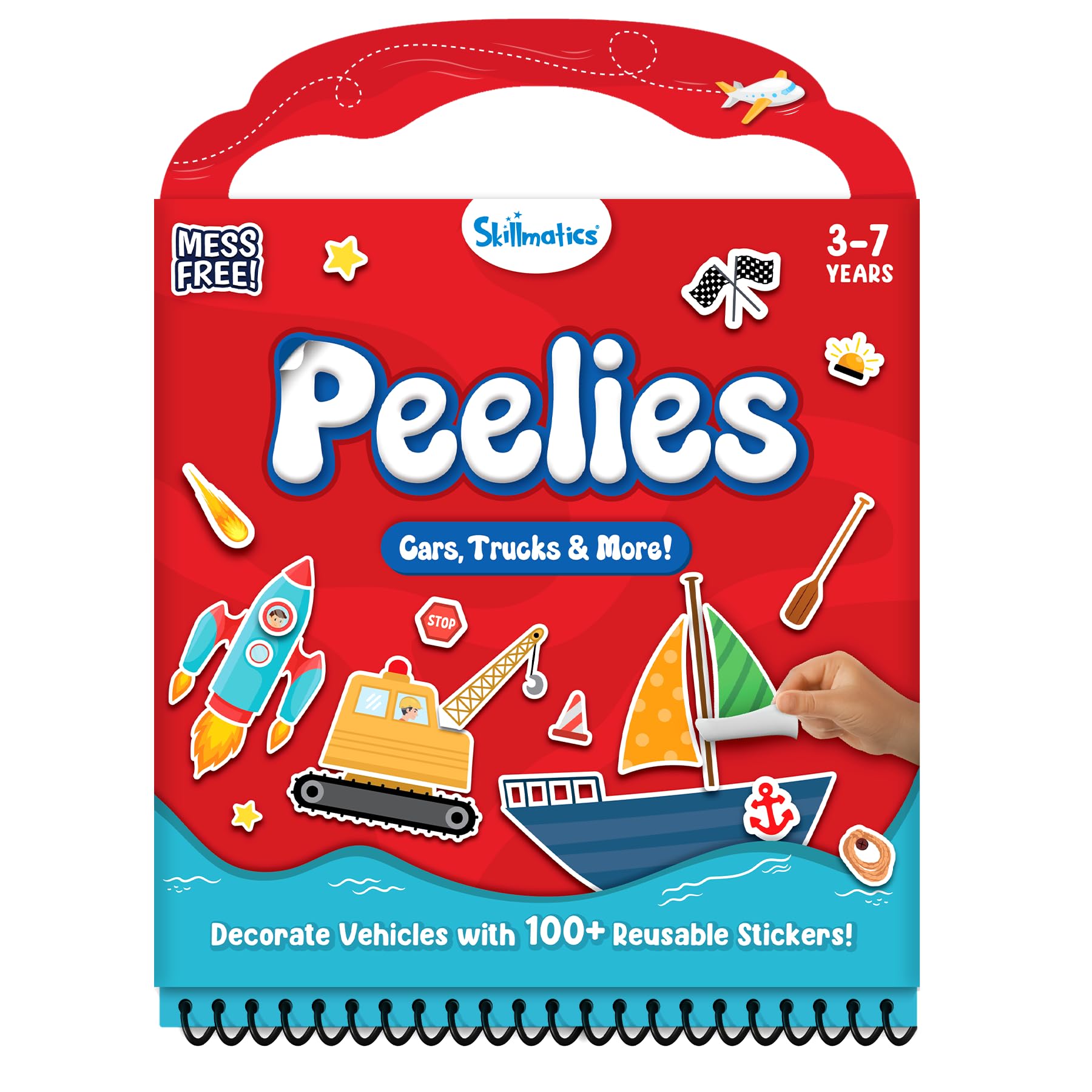 Skillmatics Peelies sticker activity book cover for travel-friendly, mess-free play.