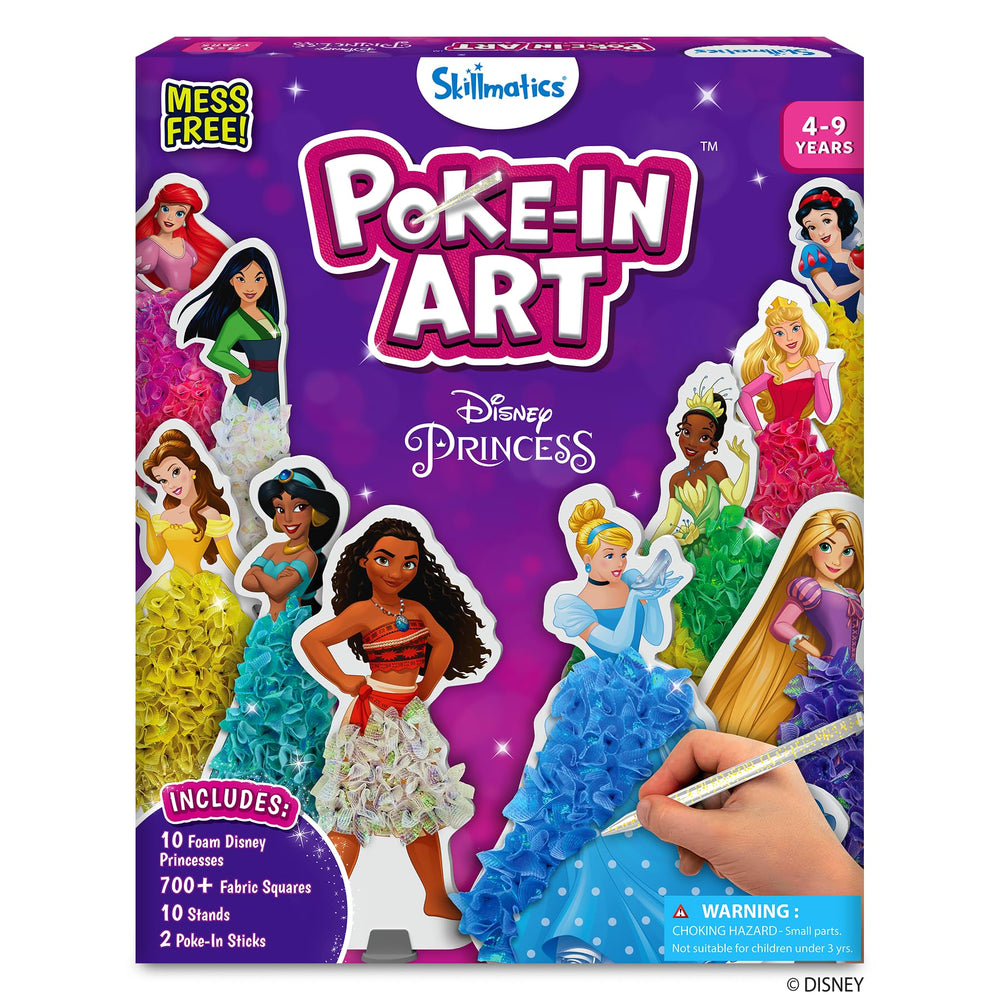 Skillmatics Poke-in Art Disney Princesses collection with stands for mess-free DIY décor.
