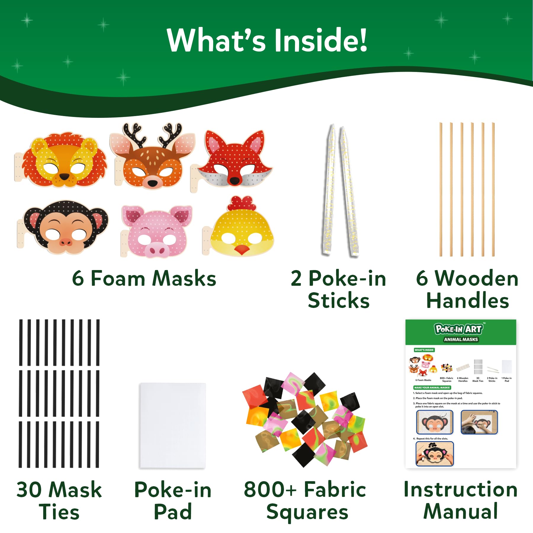 Skillmatics Poke-in Art mask ties offer secure, adjustable fits.