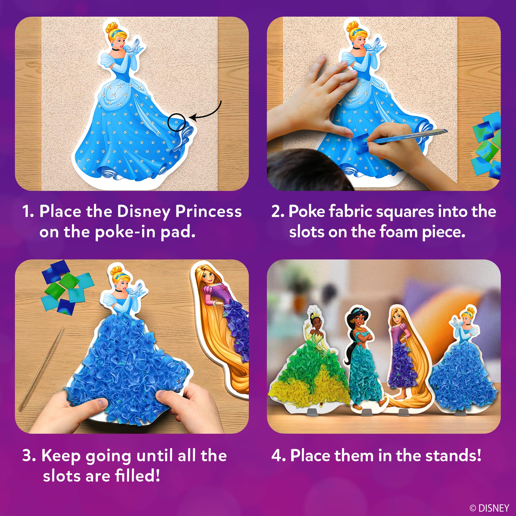 Rapunzel foam princess paired with pigment-bright squares for textured art.