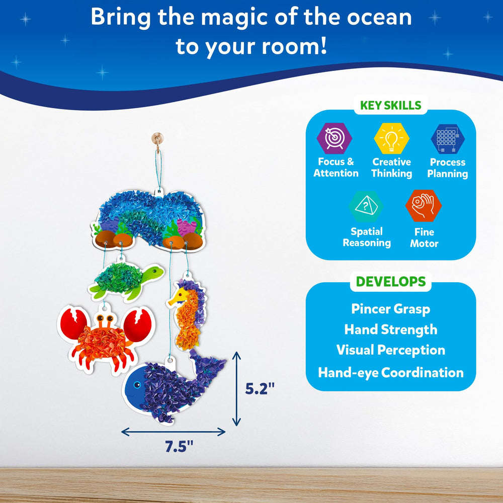 Skillmatics Poke-in Art included string to hang a colorful underwater mobile.