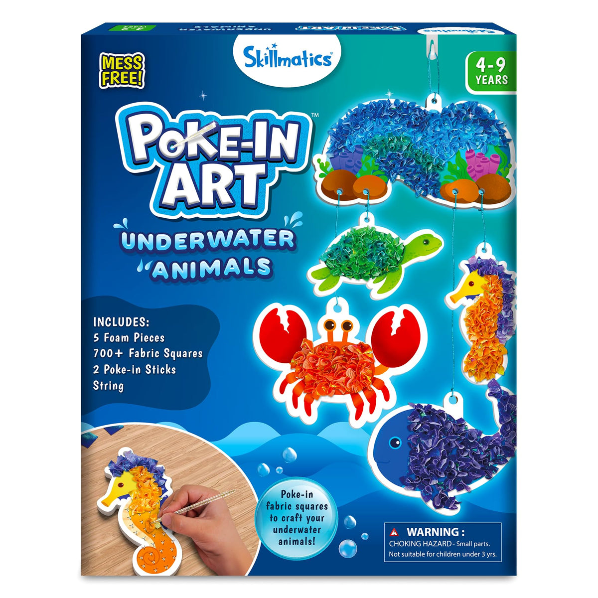 Skillmatics Poke-in Art underwater foam animals for mess-free creativity and room decor.