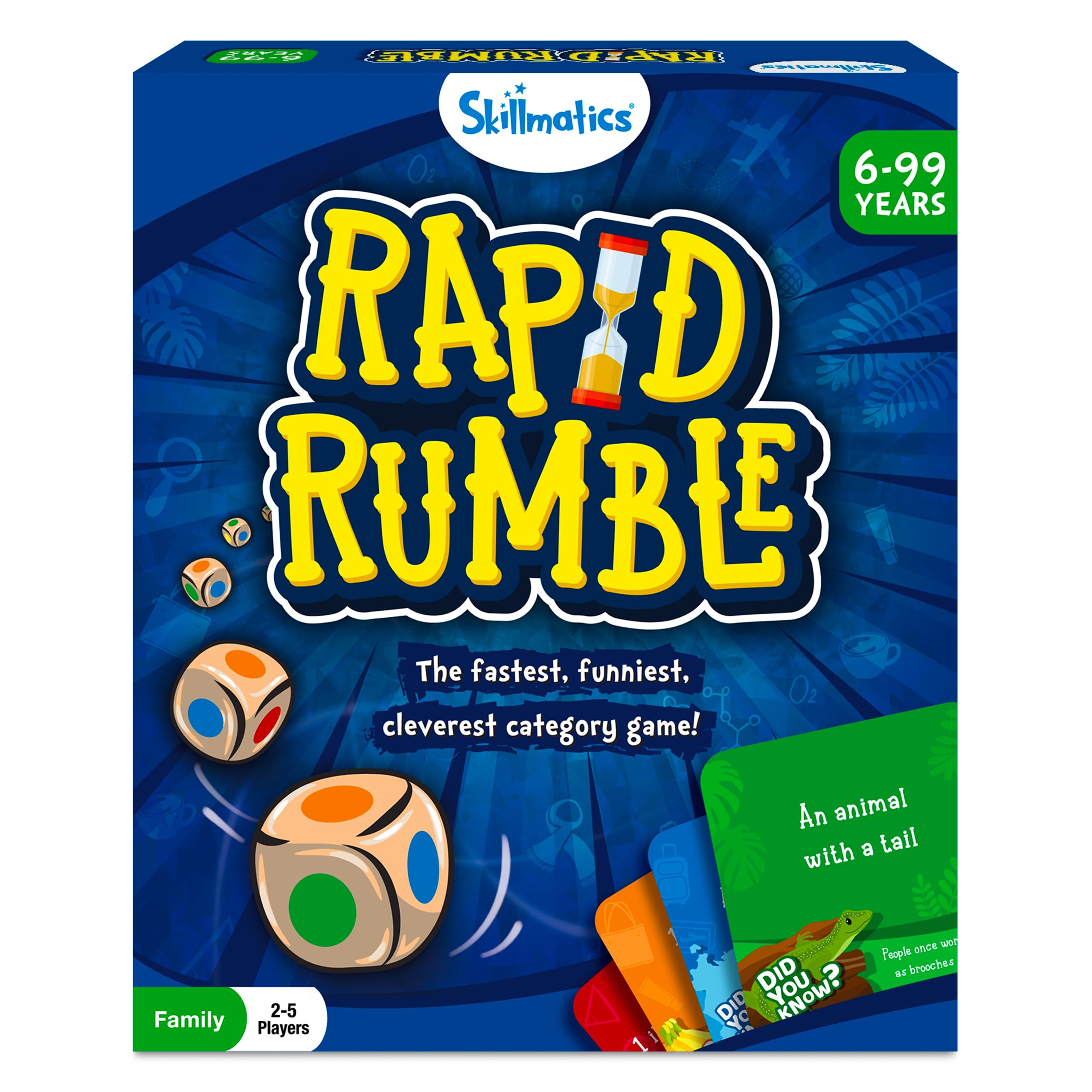 Skillmatics Rapid Rumble category cards for fast, funny prompts during family game night