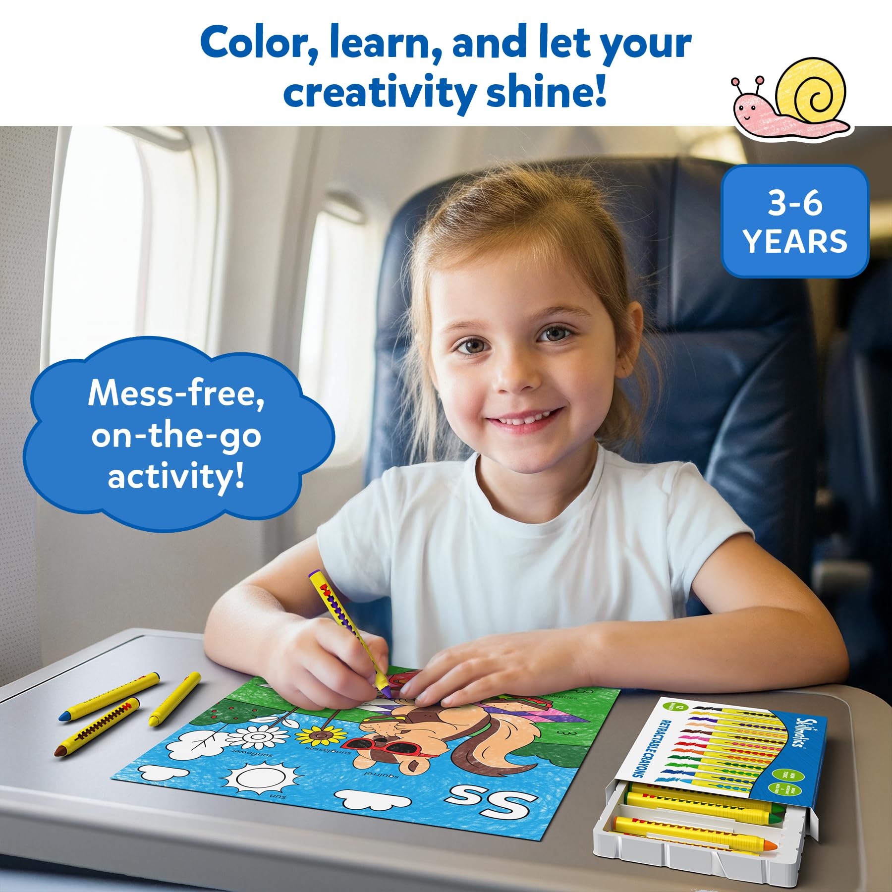 Skillmatics retractable crayons offer mess-free coloring with no sharpening needed.