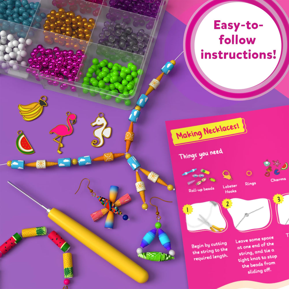 Skillmatics Roll-Up Beads Tropical Paradise lobster hooks for secure necklace closures