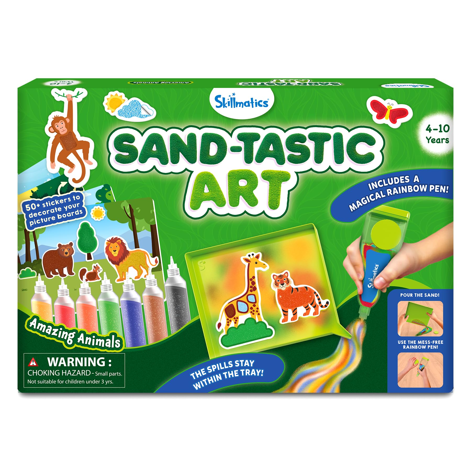 Skillmatics Sand Art Activity Kit tray keeps mess contained for focused creativity.