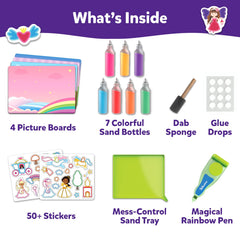 Skillmatics sand art glue drops secure stickers easily.
