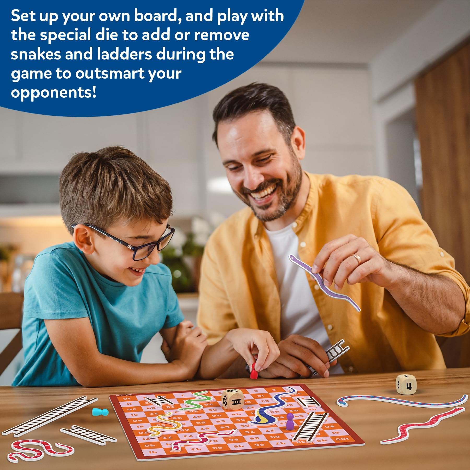 Skillmatics magnetic snakes on the board allow fresh challenges each round