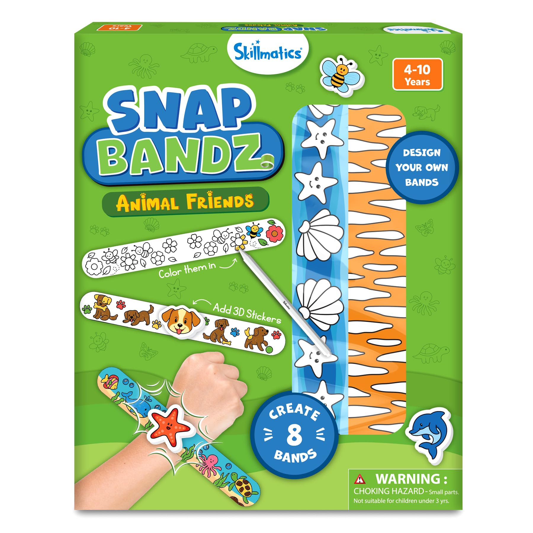 Skillmatics Snap Bandz set with animal stickers for decorating wearable art