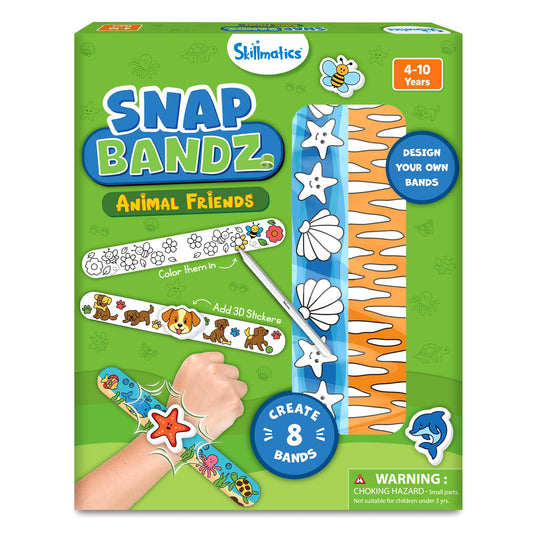 Skillmatics Snap Bandz set with animal stickers for decorating wearable art