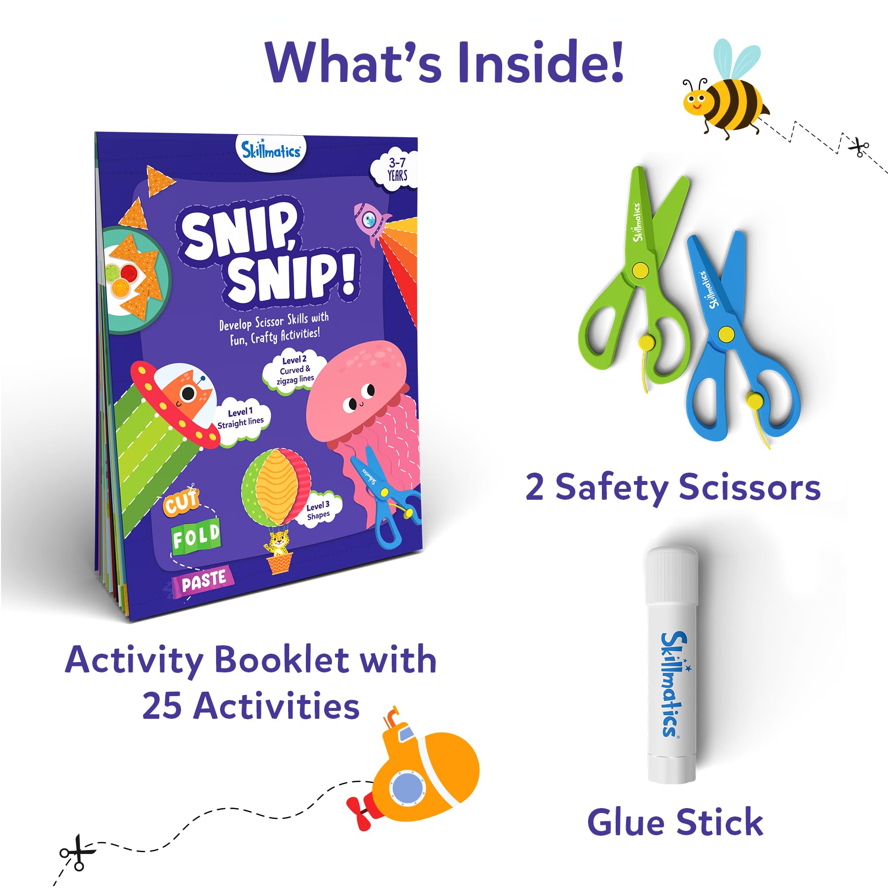 Skillmatics Snip Snip 25 cutting activities page guides steady progression to stronger fine motor skills